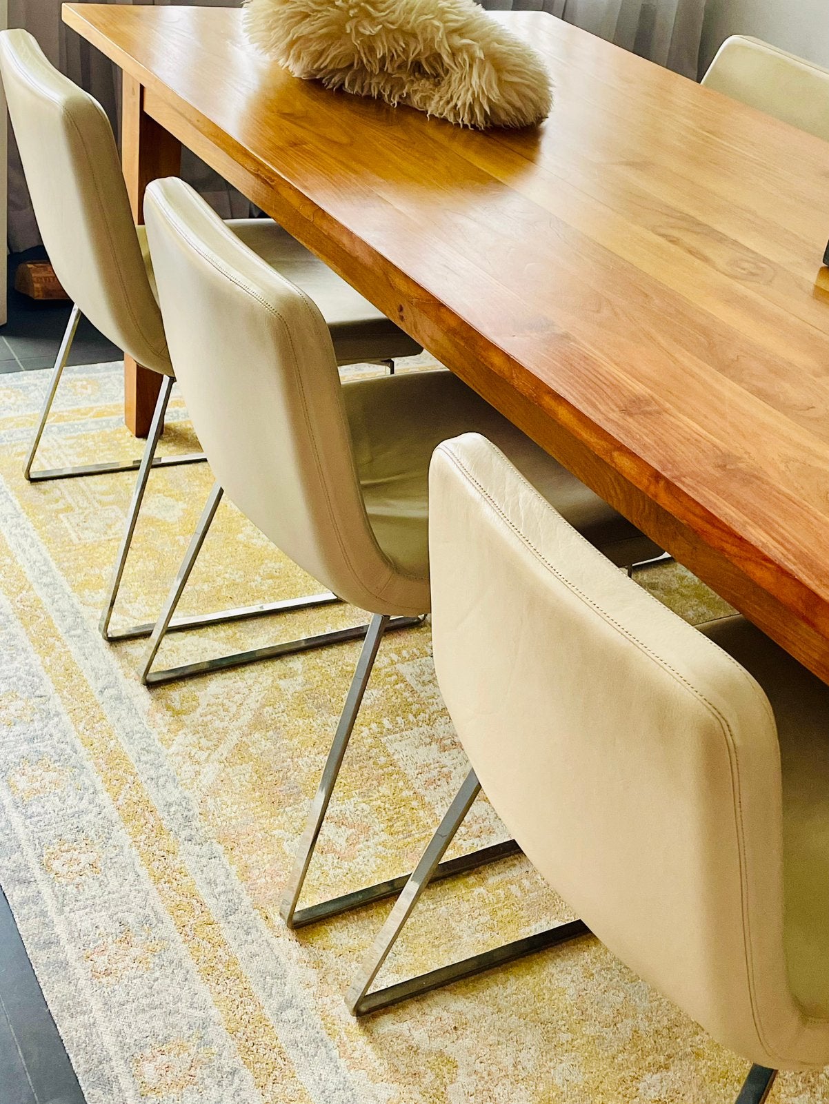 6 leren eetkamerstoelen | Stijl B&B Italia Metropolitan M48, Ophalen, Wit, Design, Zo goed als nieuw