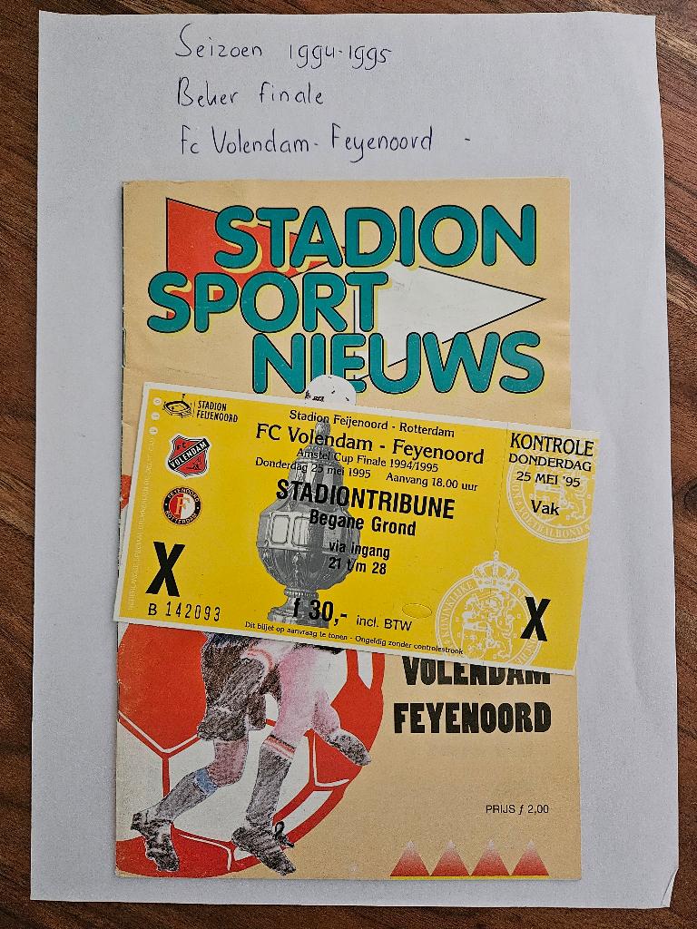 ⚽ Programma Beker Fc Volendam - Feyenoord 94-95⚽, Verzenden, Zo goed als nieuw, Feyenoord, Overige typen