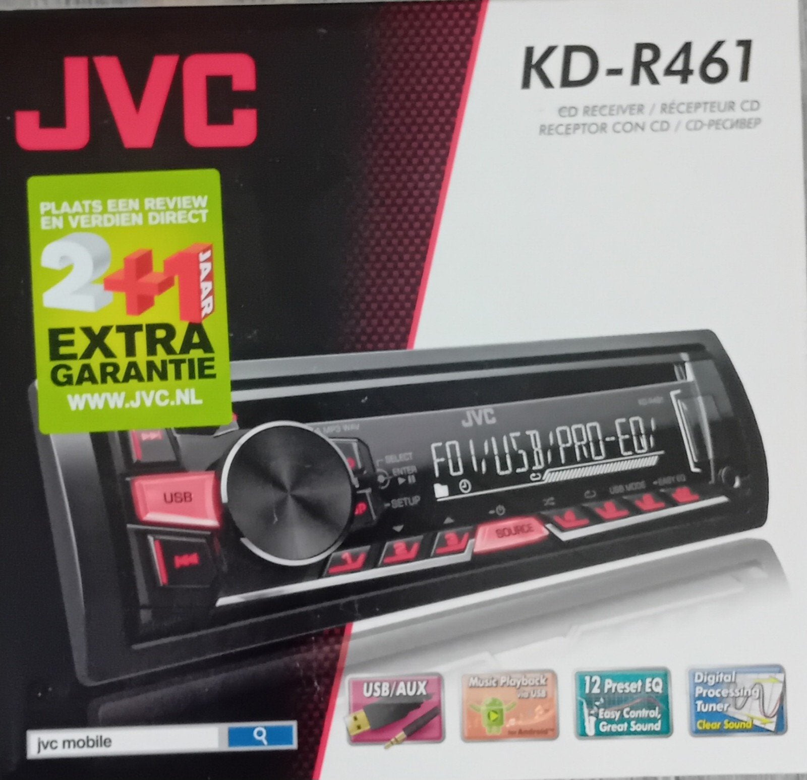 JVC KD-R461 Autoradio met USB/AUX, Auto diversen, Ophalen, Nieuw