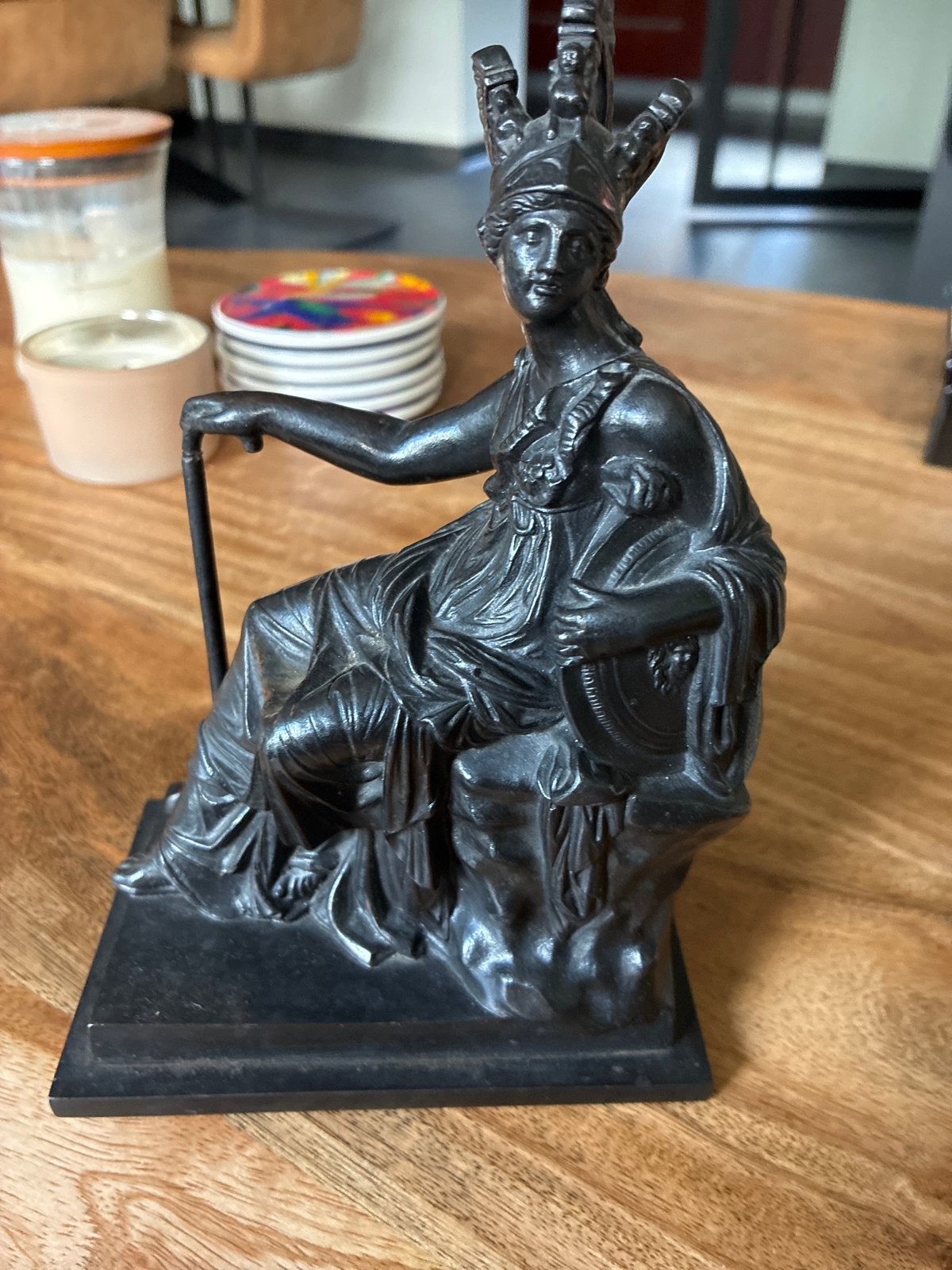 Bronzen Beeld Minerva - Eind 19e Eeuw, Ophalen of Verzenden, Beeld, Gepatineerd, Brons
