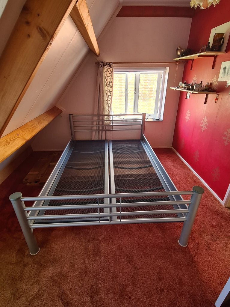 extra lang bed 140x210, Ophalen, Gebruikt, 210 cm, Tweepersoons