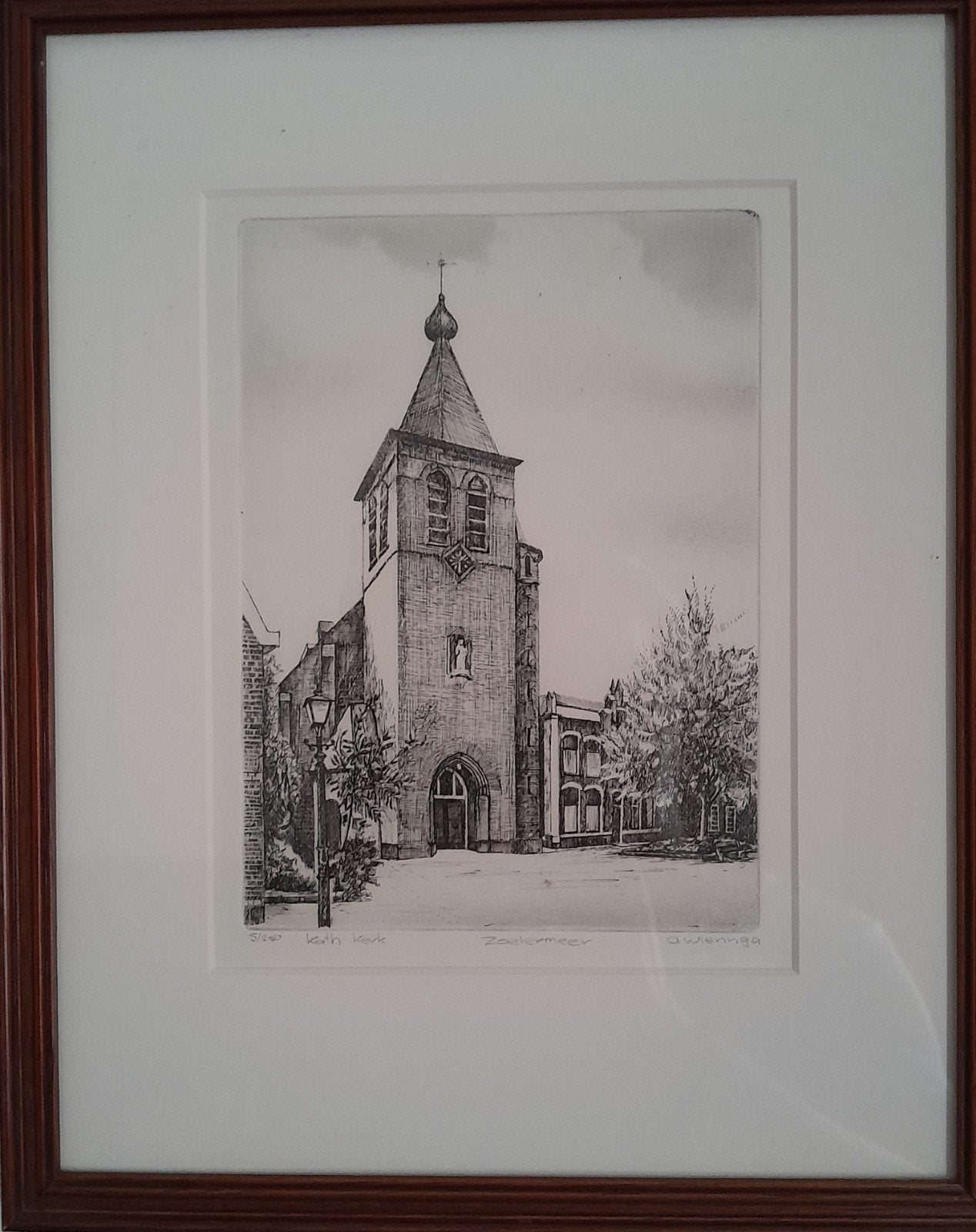 A.Wieringa Kunstenaar Zoetermeer, Antiek en Kunst, Kunst | Etsen en Gravures, Architectuur, Ophalen of Verzenden, Gesigneerd, 1950 - 1999