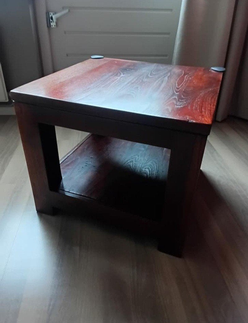 Koloniale teak bijzettafel 50x50 cm, Ophalen, Vierkant, Minder dan 55 cm, 45 tot 60 cm
