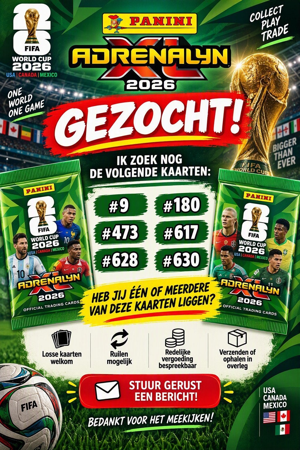 Panini Adrenalyn XL laatste 6 kaartjes gezocht!, Ophalen of Verzenden, Nieuw