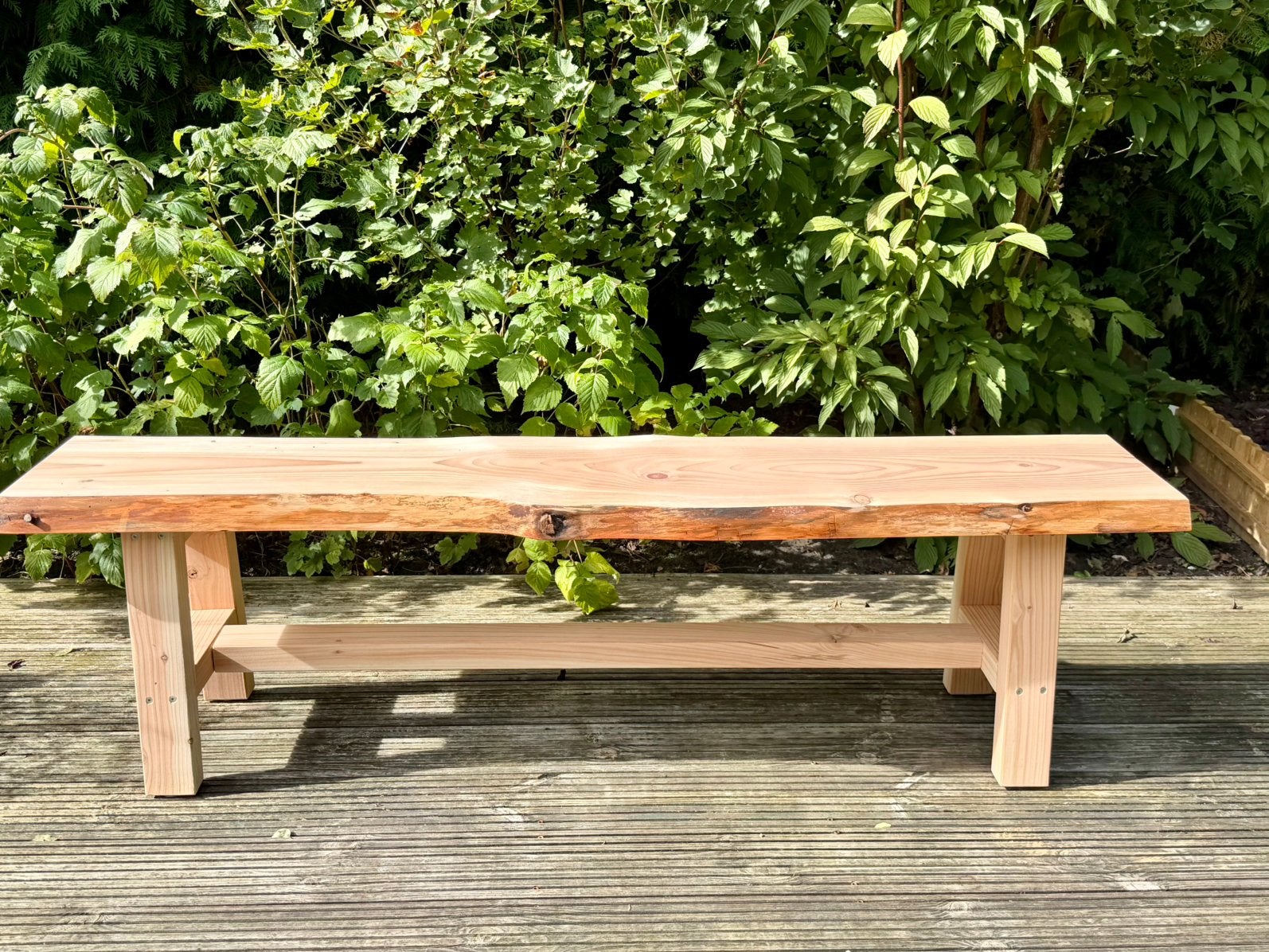 Handgemaakte boomstam tuinbank 160cm, Ophalen, Nieuw, Hout