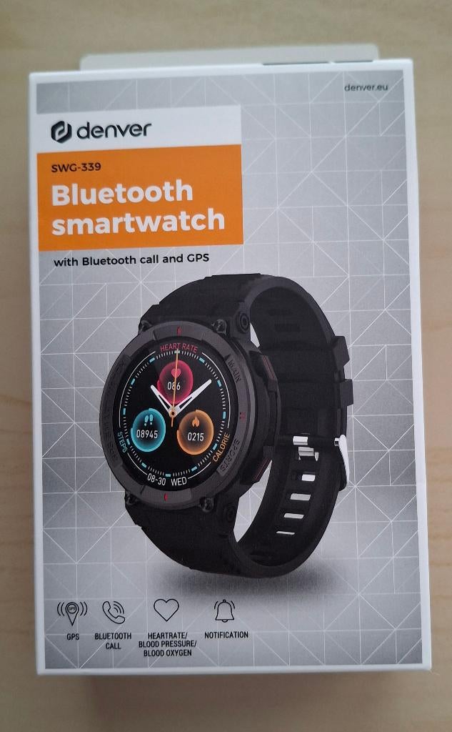 Denver Bluetooth smartwatch SWB-339, Sieraden, Tassen en Uiterlijk, Smartwatches, Zwart, Nieuw, Ophalen of Verzenden, GPS
