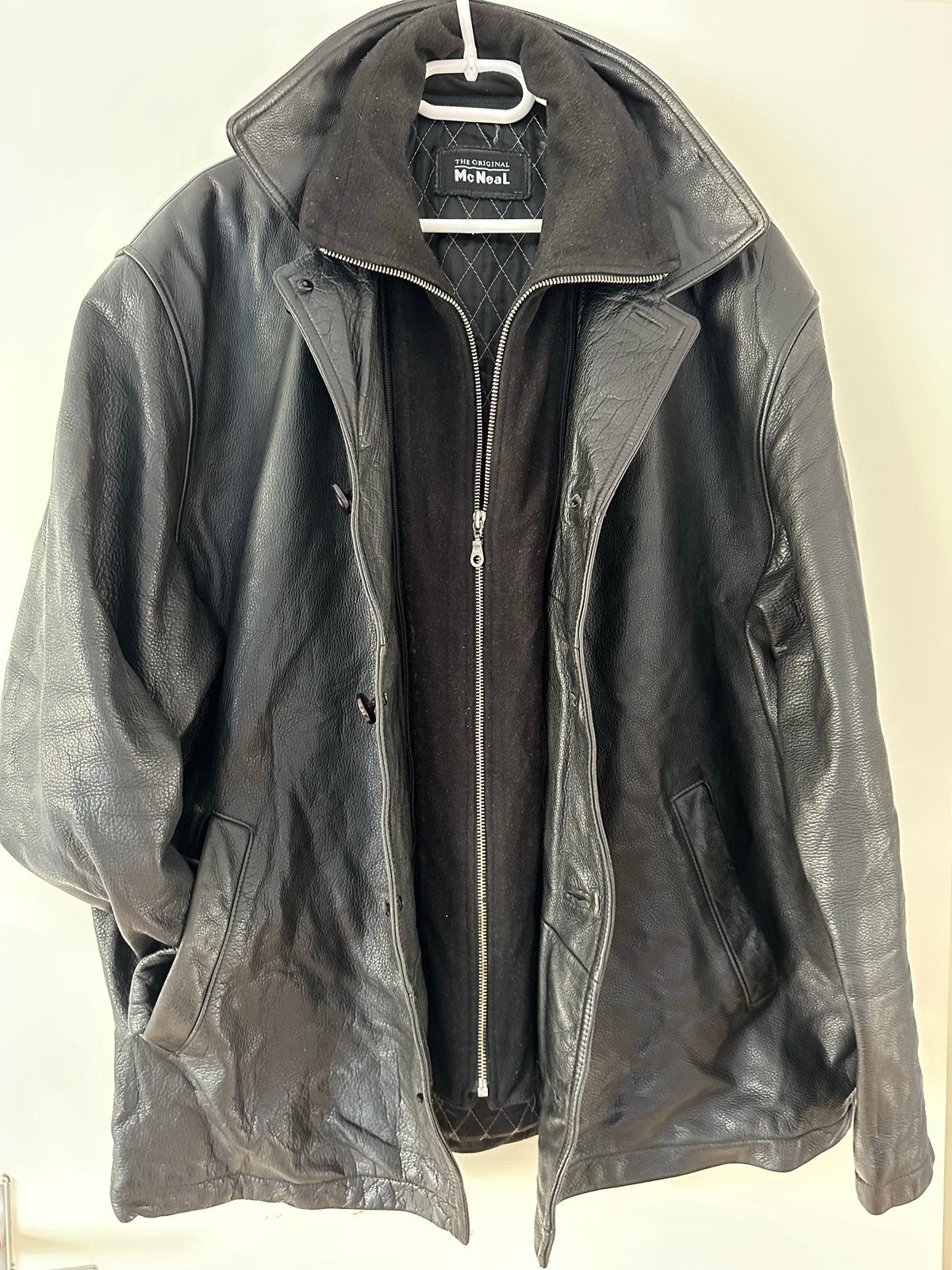 McNeal Leren Jas Zwart - Maat L, Kleding | Heren, Ophalen of Verzenden, Gedragen, Maat 52/54 (L), Zwart