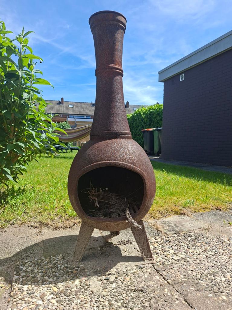 Rustieke gietijzeren vuurkorf/tuinhaard, Tuin en Terras, Ophalen, Gebruikt, Vuurkorf