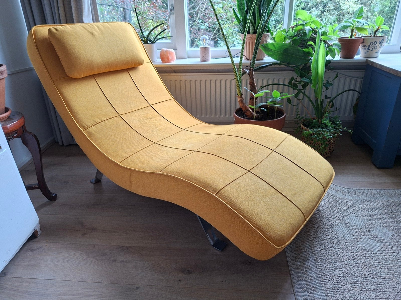 Ligfauteuil Long Island - Mosterdgeel - Frederiks, Huis en Inrichting, Ophalen, Gebruikt, 50 tot 75 cm, Modern