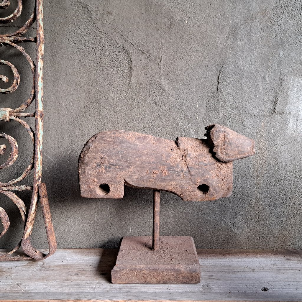 Sober landelijk houten dier beest op voet decoratie *Etage3*, Huis en Inrichting, Woonaccessoires | Overige, ., Nieuw, Ophalen of Verzenden