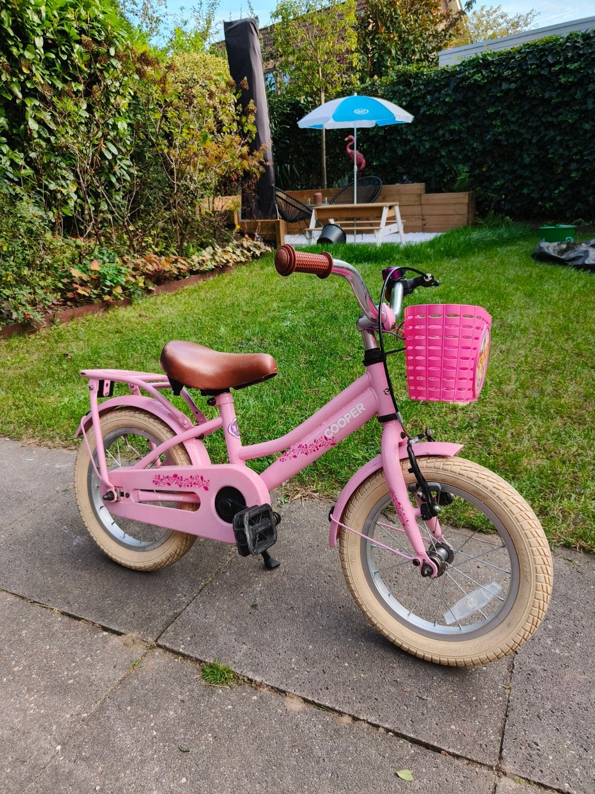 Popal Cooper kinderfiets 14 inch, in goede staat met zijwiel, Ophalen, Terugtraprem, Zijwieltjes, Gebruikt
