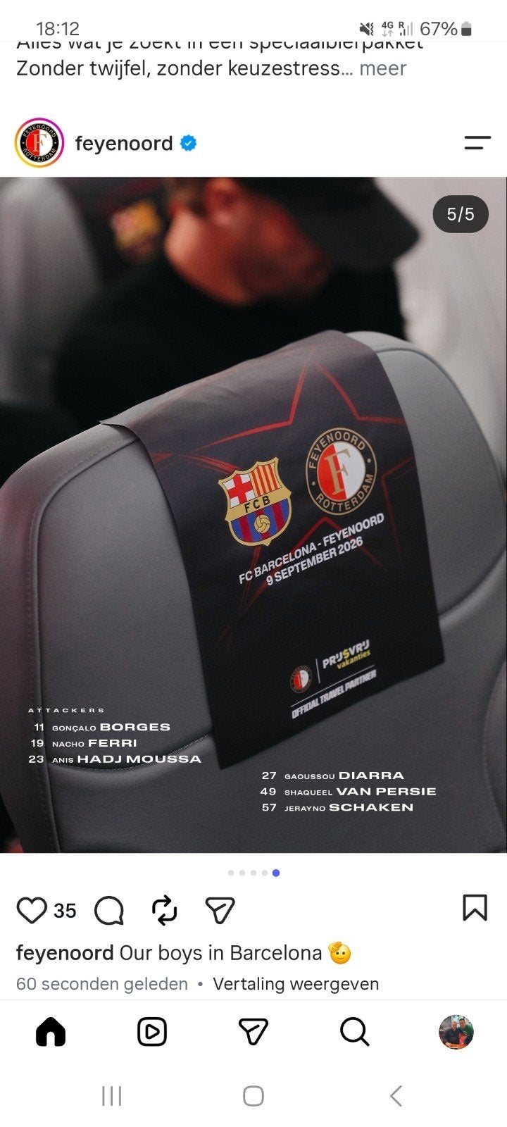 vliegtuigstoelhoesjes feyenoord, Verzamelen, Ophalen of Verzenden, Gebruikt, Feyenoord