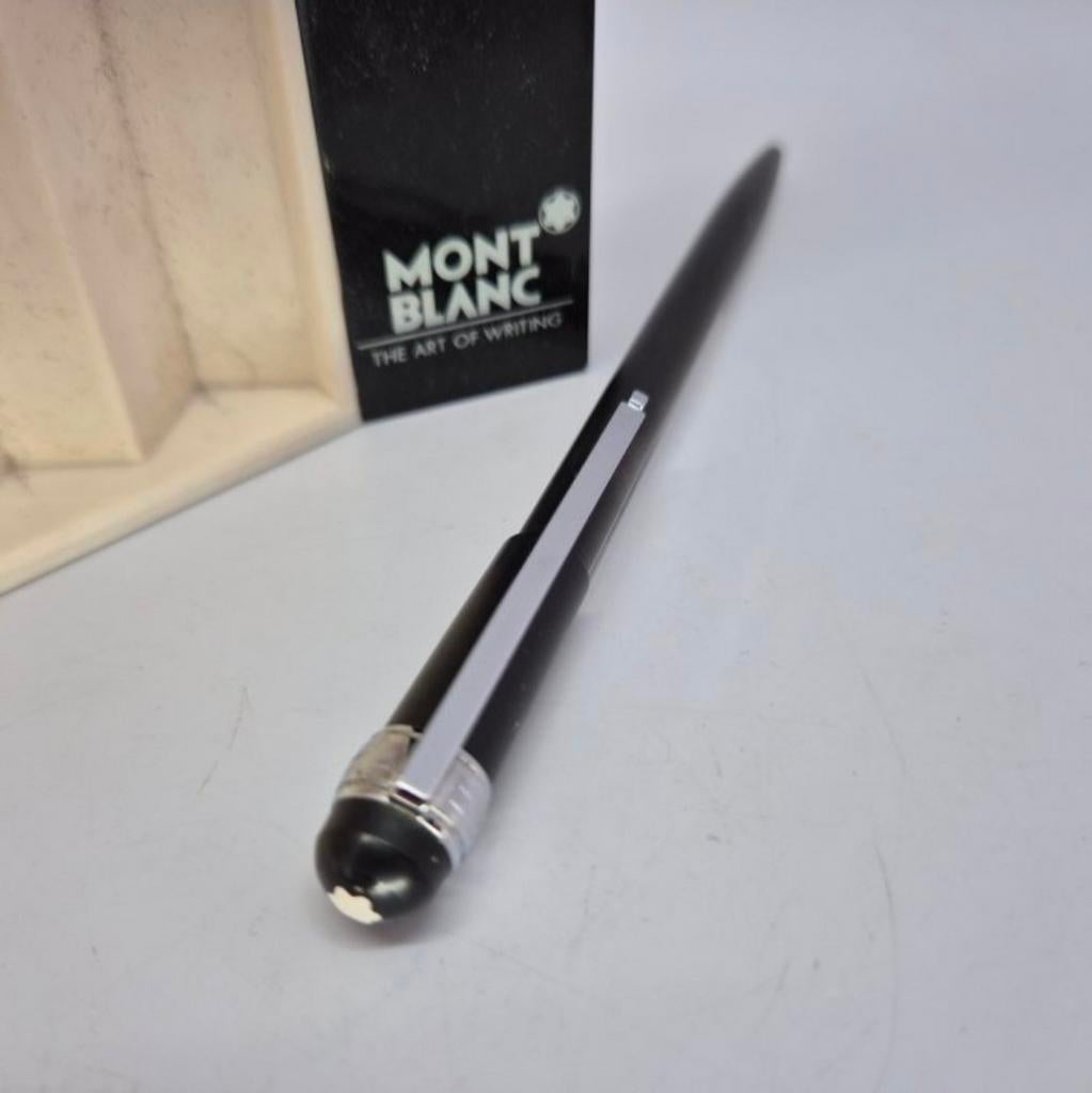 Montblanc Scenium Zwart/Chroom Resin Pen - Slank Model, Ophalen of Verzenden, Gebruikt, Balpen, Mont Blanc