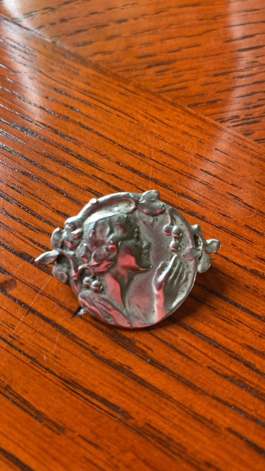 ZO MOOIE ANTIEKE ART NOUVEAU ZILVER BROCHE A.MUCHA BROCHE, Sieraden, Tassen en Uiterlijk, Ophalen of Verzenden, Zilver, Broche