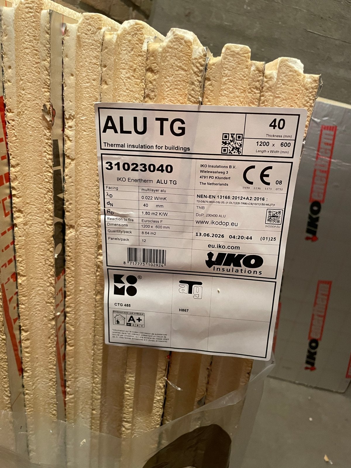 IKO Enertherm ALU TG isolatieplaten (40 mm), Ophalen, 4 tot 8 cm, Nieuw, 5 tot 10 m²