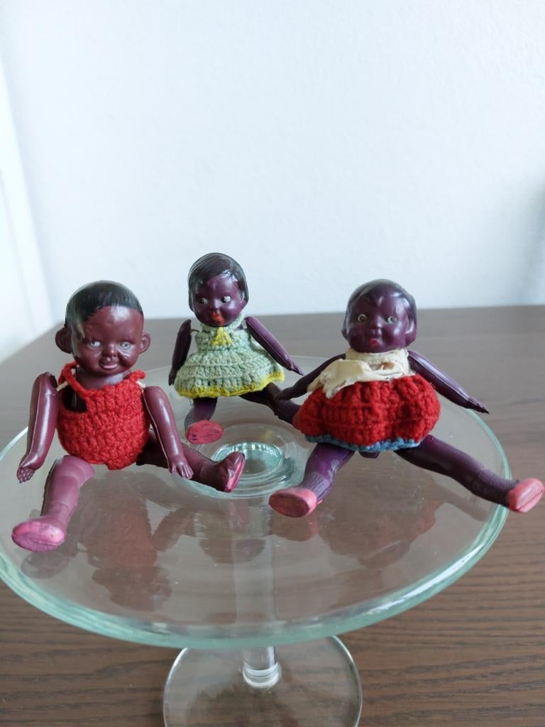 2 kleine celluloid neger popjes, Ophalen of Verzenden