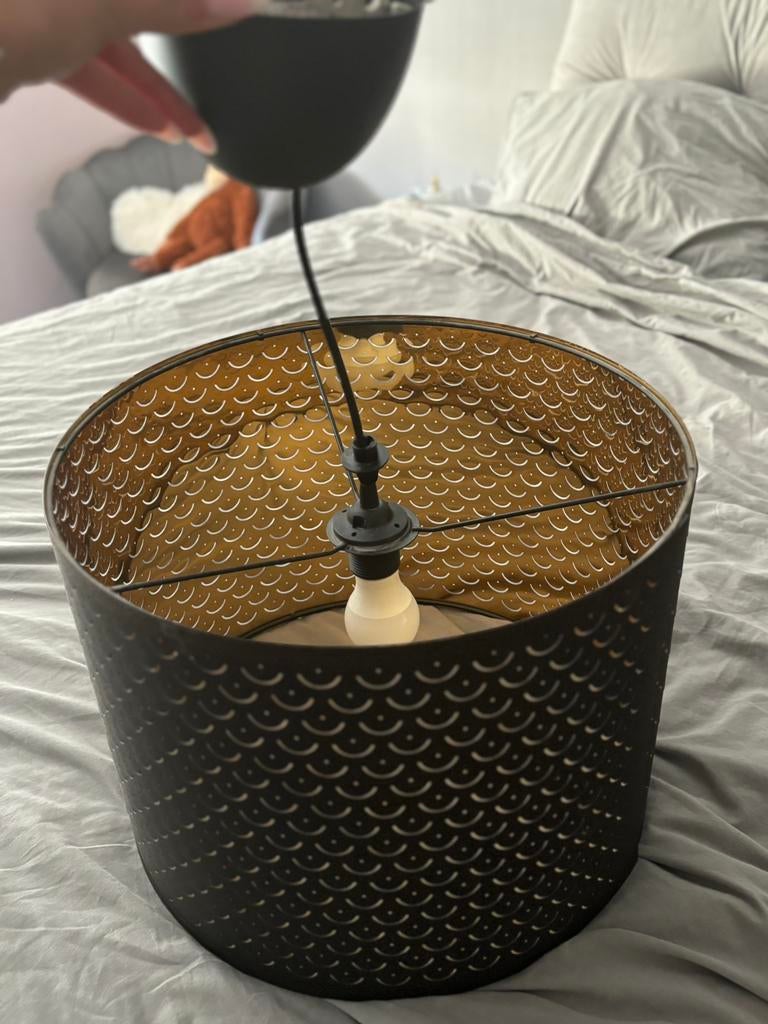 Ikea lamp zwart goud NYMO, Ophalen, 25 tot 50 cm, Zwart, Rond