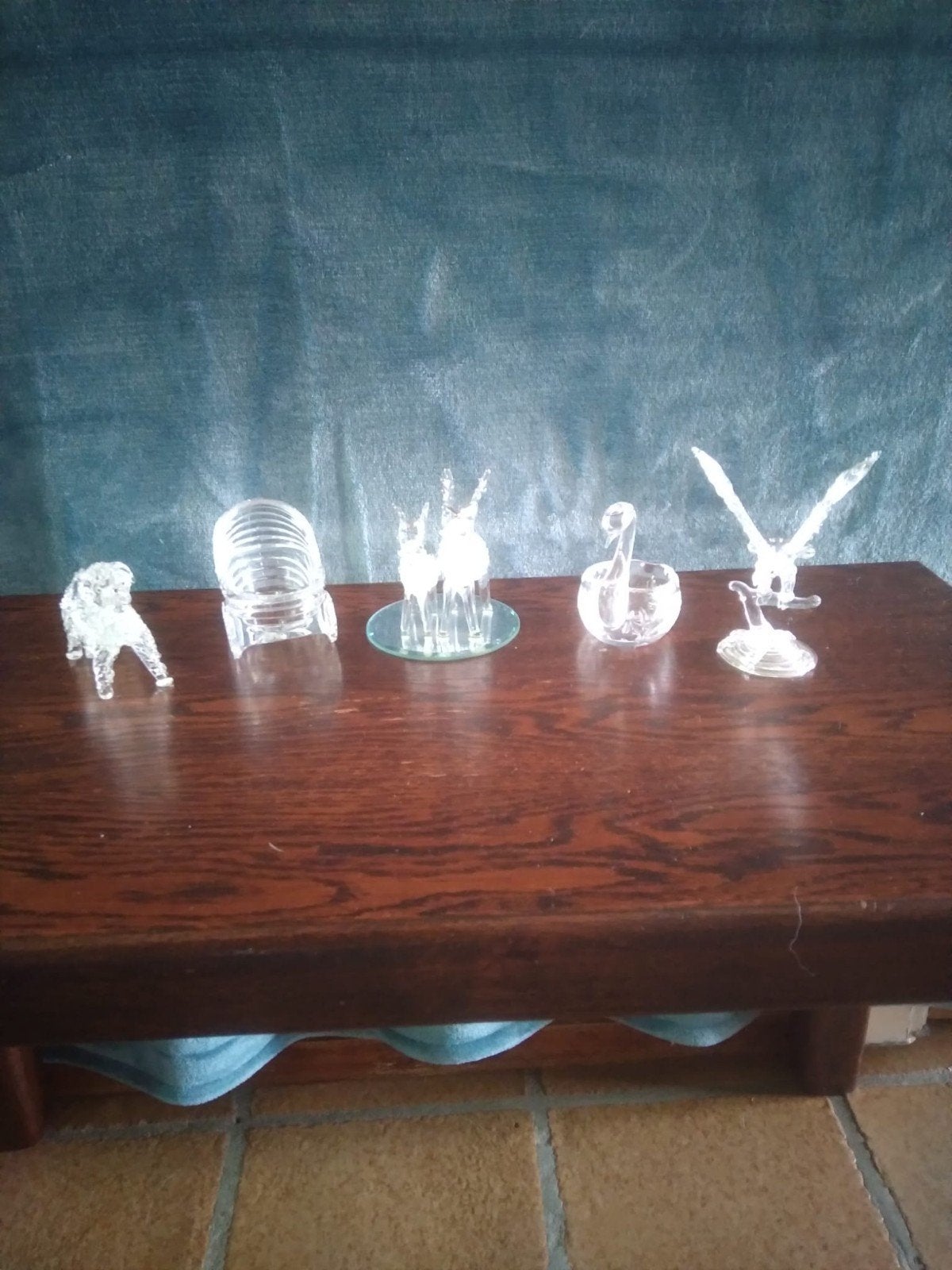 Set van 5 kristallen beeldjes: dieren en objecten, Antiek en Kunst, Antiek | Glas en Kristal, Ophalen of Verzenden