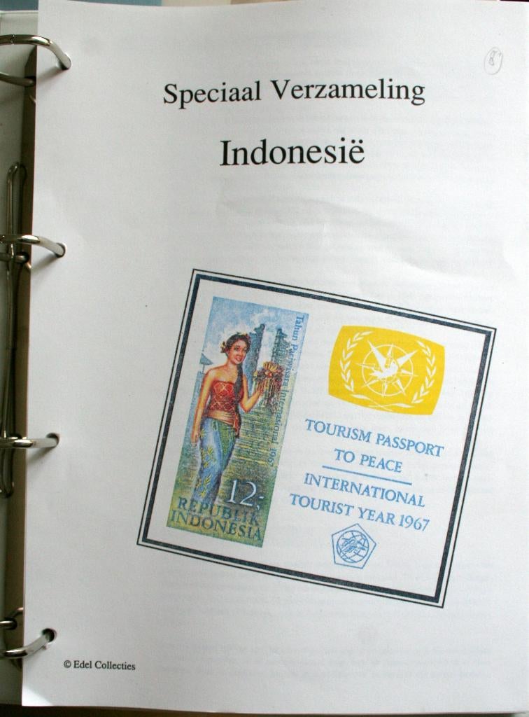 Verzameling Indonesie in Edel Collecties map (1951- 1969), Postzegels en Munten, Ophalen of Verzenden, Buitenland