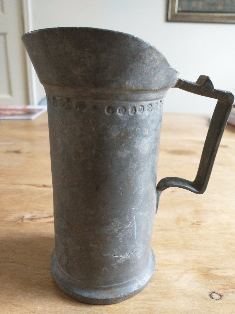 Antieke tinnen halve liter kan, Antiek en Kunst, Antiek | Tin, Ophalen of Verzenden