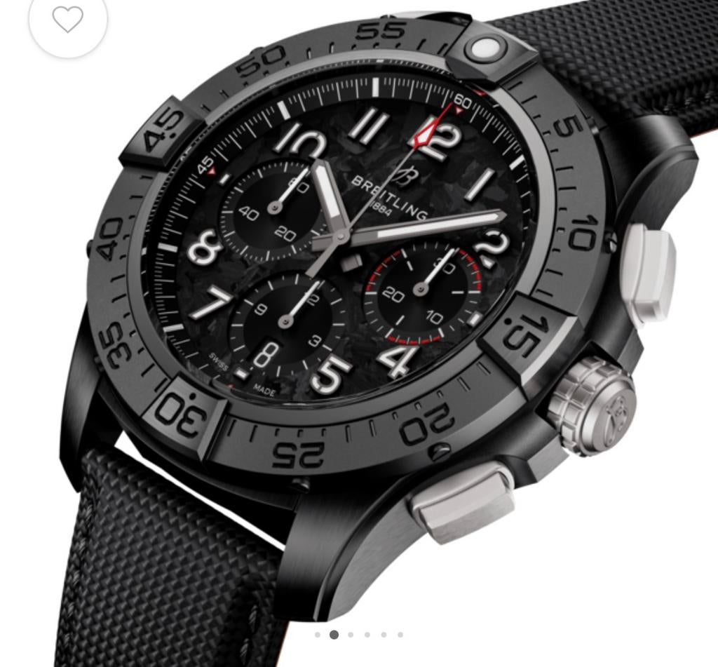 Breitling Avenger B01 Chronograph44 night mission:+ garantie, Ophalen, Overige materialen, Leer, Breitling