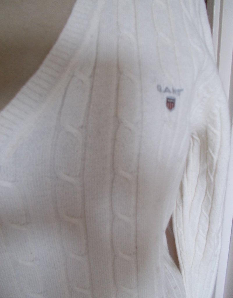 Beige 85% lambswool kabel trui van Gant! L, Verzenden, Zo goed als nieuw, Maat 42/44 (L), Beige