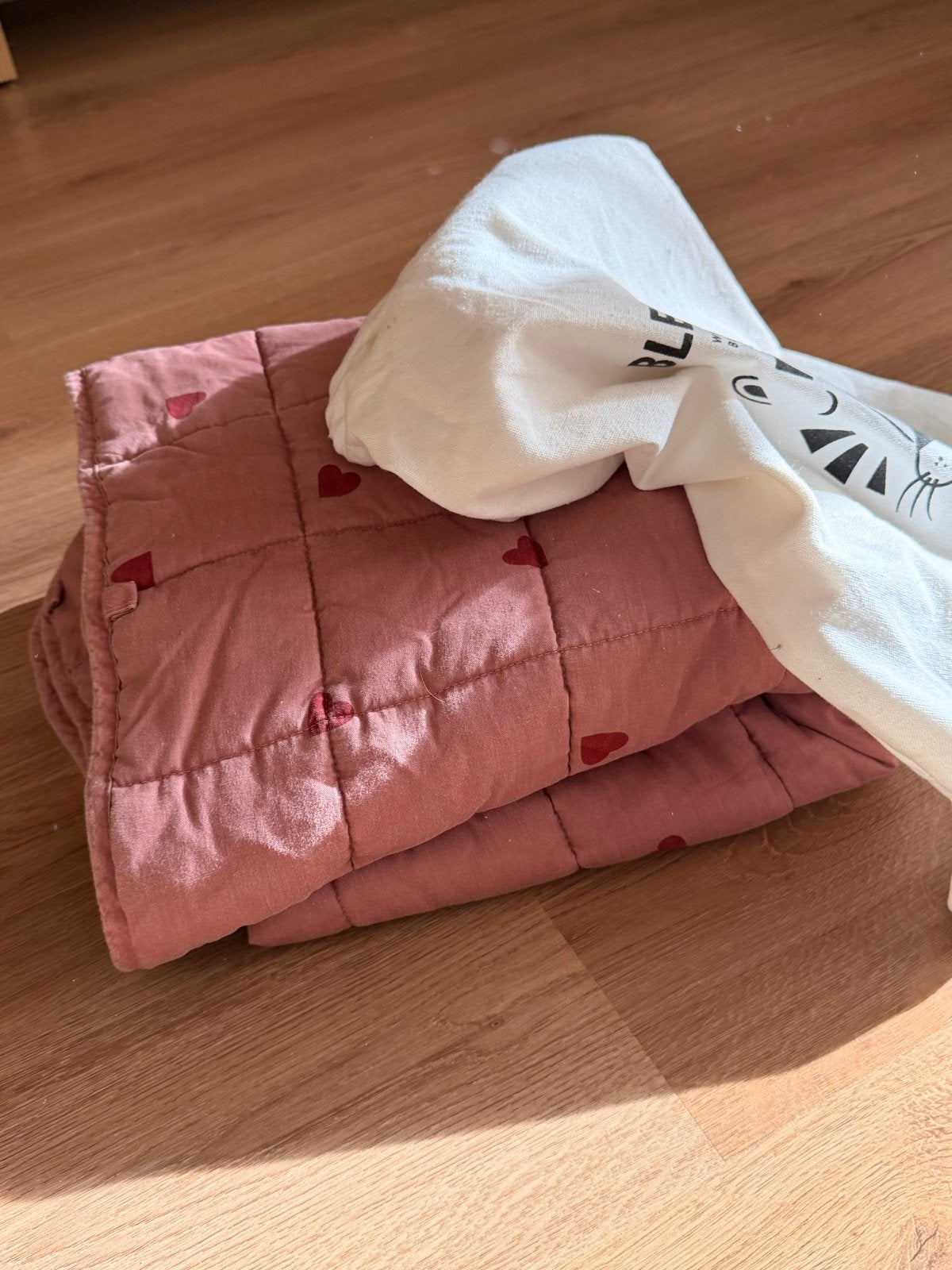 Blenkz verzwaringsdeken roze met hartjes, Wasbaar, Zo goed als nieuw, Roze, Deken