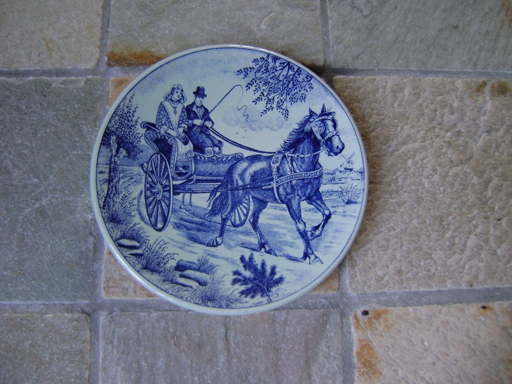 Oud Wandbordje - Fries bruidspaar - Delfts blauw, Ophalen of Verzenden