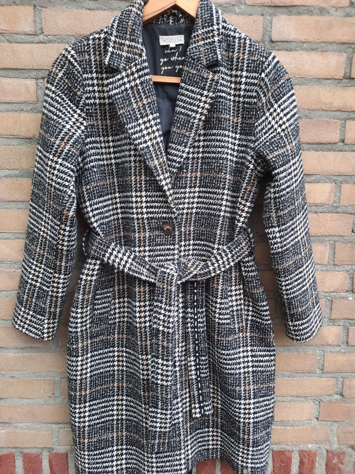 dames winterjas, merk ZUSSS, maat s, ruit,zwart,creme bruin., Kleding | Dames, Jassen | Winter, Maat 38/40 (M), Meerkleurig, Ophalen of Verzenden