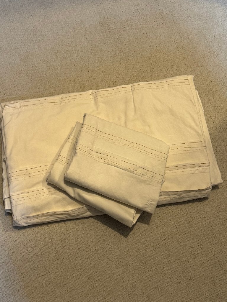 Dekbedovertrek met 2 slopen Creme met Sier stiksel, Beige, Dekbedovertrek, Tweepersoons, Ophalen of Verzenden