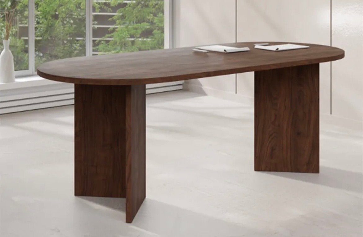 Ovale eettafel - Walnoot, Huis en Inrichting, Ophalen, 50 tot 100 cm, Vijf personen of meer, Ovaal