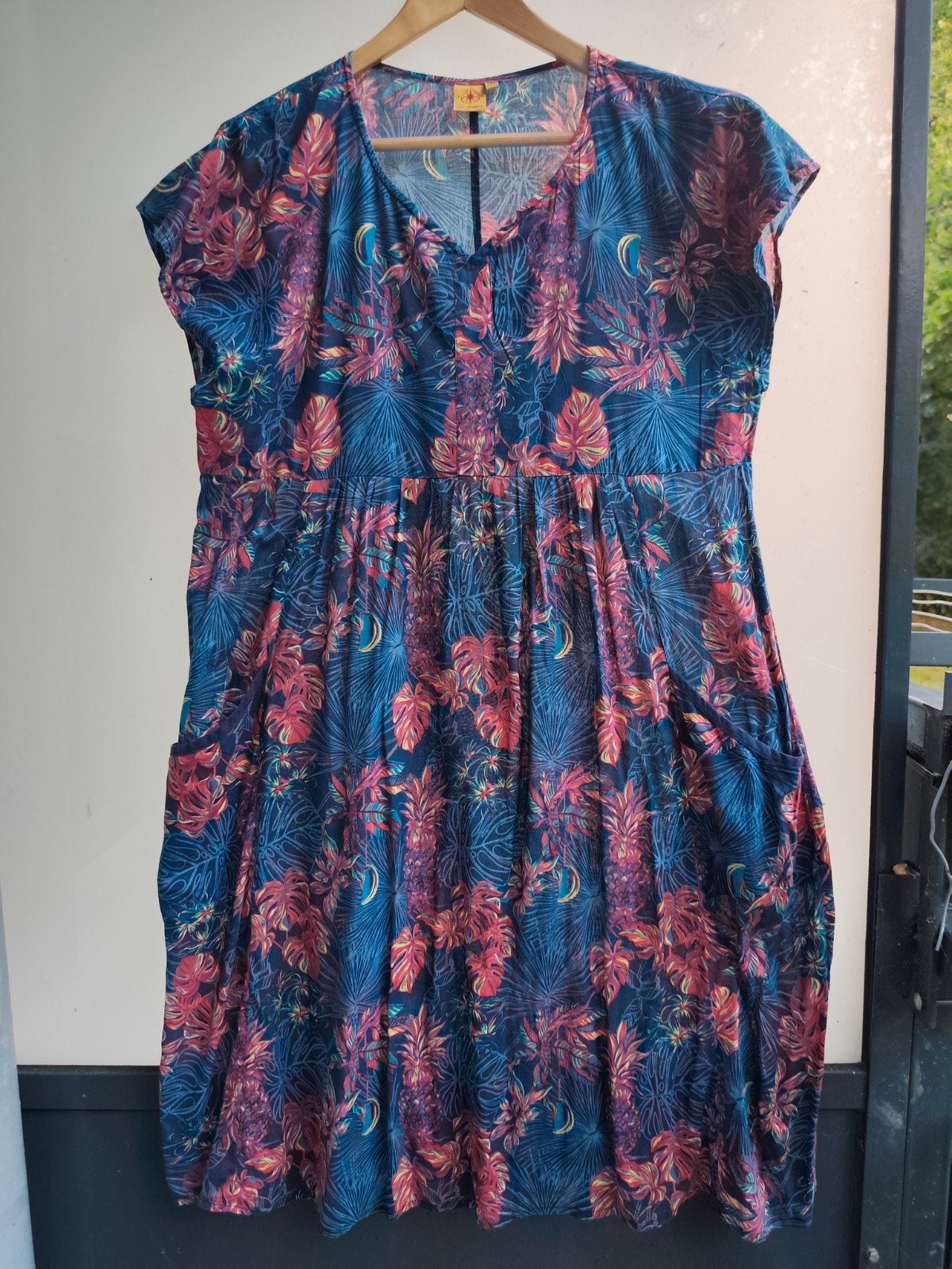Aller Simplement dunne multicolor katoenen zomerjurk, mt XXL, Maat 42/44 (L), Oranje, Ophalen of Verzenden, Zo goed als nieuw