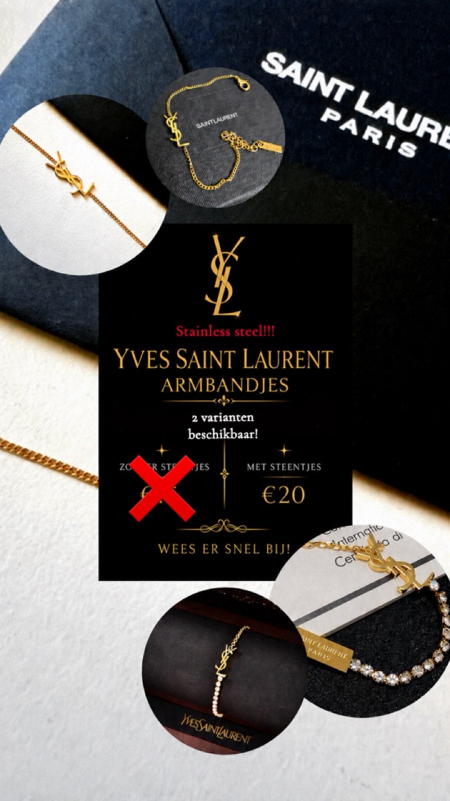 Armbandjes, Sieraden, Tassen en Uiterlijk, Armbanden, Staal, Nieuw, Ophalen of Verzenden, Goud
