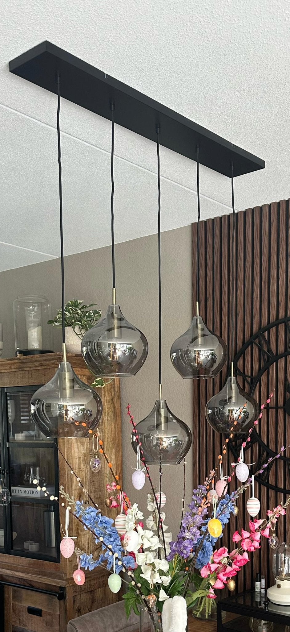 Light & Living Hanglamp Rakel - 5 lichts, dimbaar., Ophalen, Zo goed als nieuw, Glas, E27 (groot)