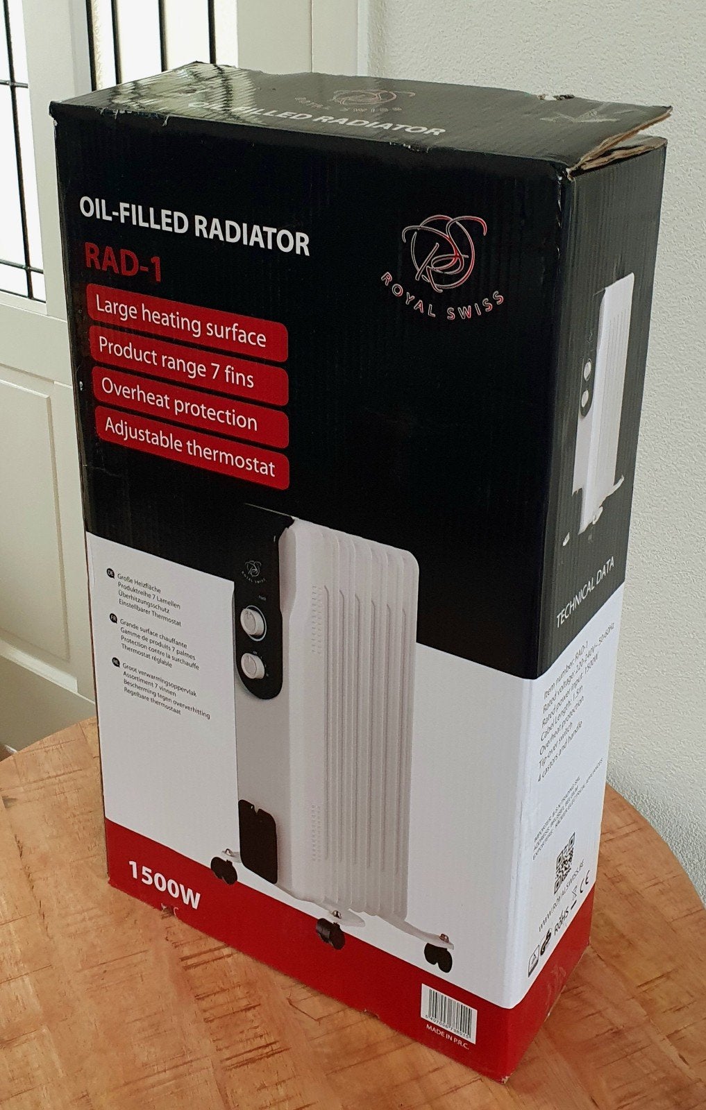 Olie Radiator 1500W – Elektrische Verwarming met 7 Ribben, Radiator, Nieuw, Ophalen of Verzenden, Royal Swiss