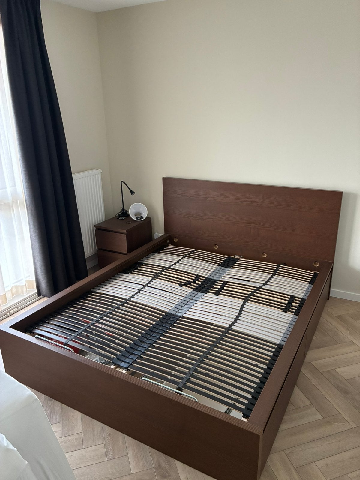 Ikea Malm bed 160x200 met 4 lades, inclusief lattenbodem, Ophalen, Bruin, Tweepersoons, 200 cm