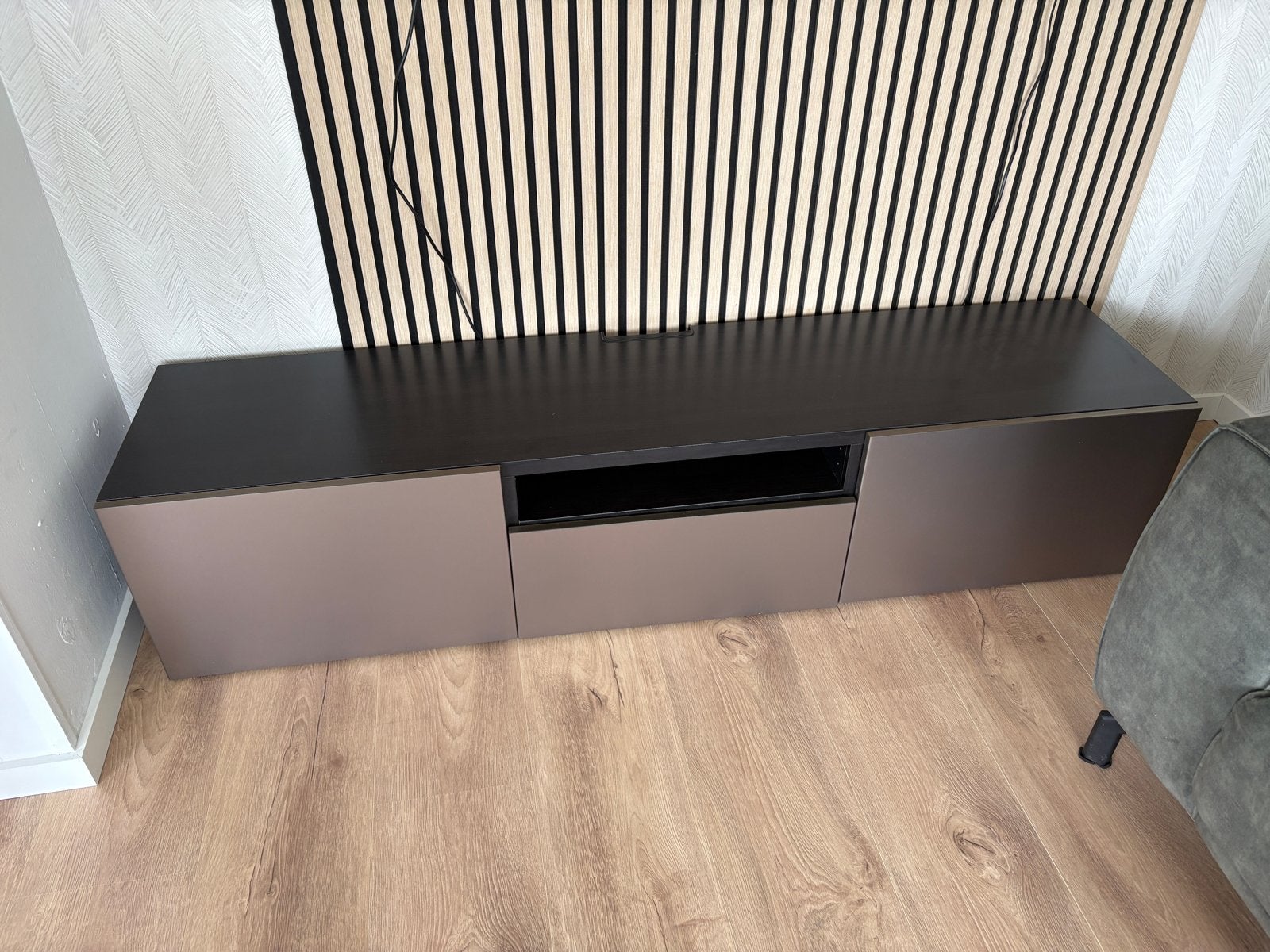IKEA Besta TV-meubel met bijbehorende hoge kast, Ophalen, Overige materialen, Gebruikt, 200 cm of meer