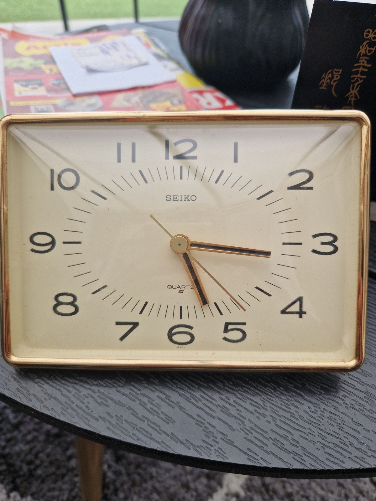Vintage Seiko Quartz Tafelklok - Goudkleurig, Ophalen of Verzenden