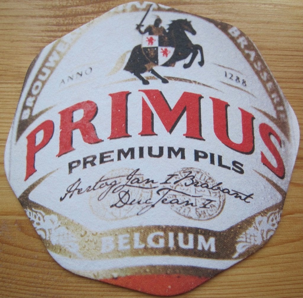bierviltje van Primus premium pils - achthoekig, Ophalen of Verzenden, Zo goed als nieuw, Viltje(s), Overige merken