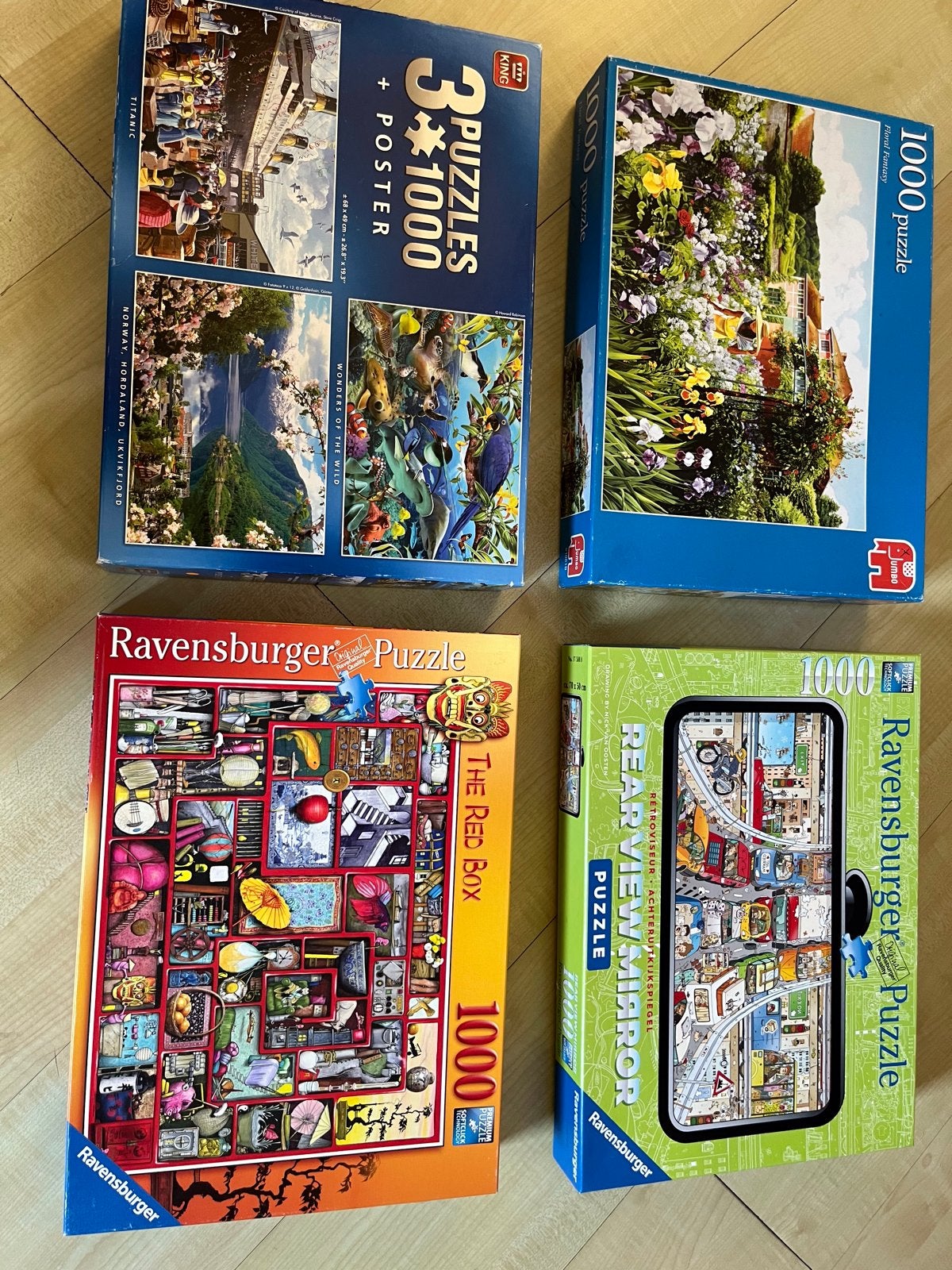 4 legpuzzels van 1000 stukjes - King & Ravensburger, Ophalen, 500 t/m 1500 stukjes, Gebruikt, Legpuzzel