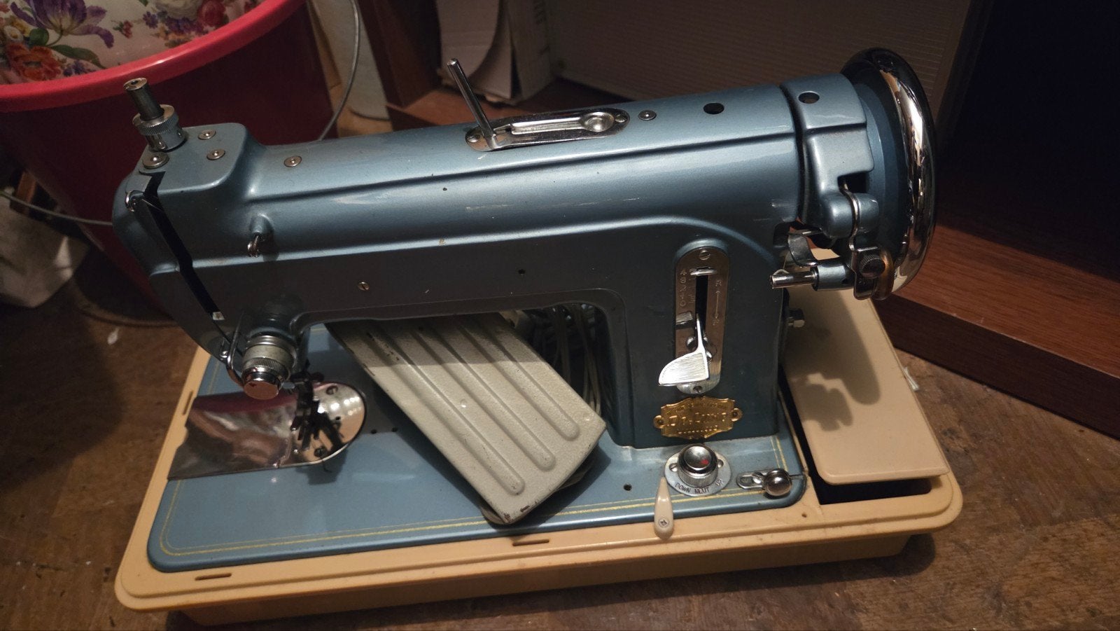 Vintage Naaimachine - Blauw/Crème, Ophalen of Verzenden, Gebruikt, Naaimachine, Overige merken