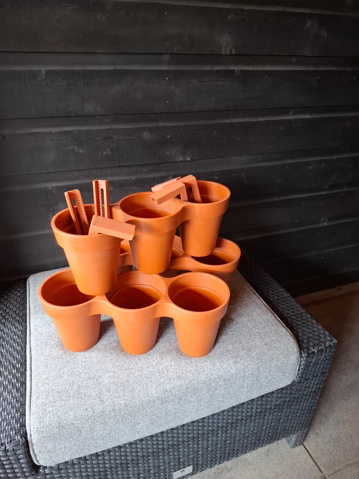 Stapelbare bloempotten voor balkon of tuin, Ophalen, Kunststof, Gebruikt, Overige vormen