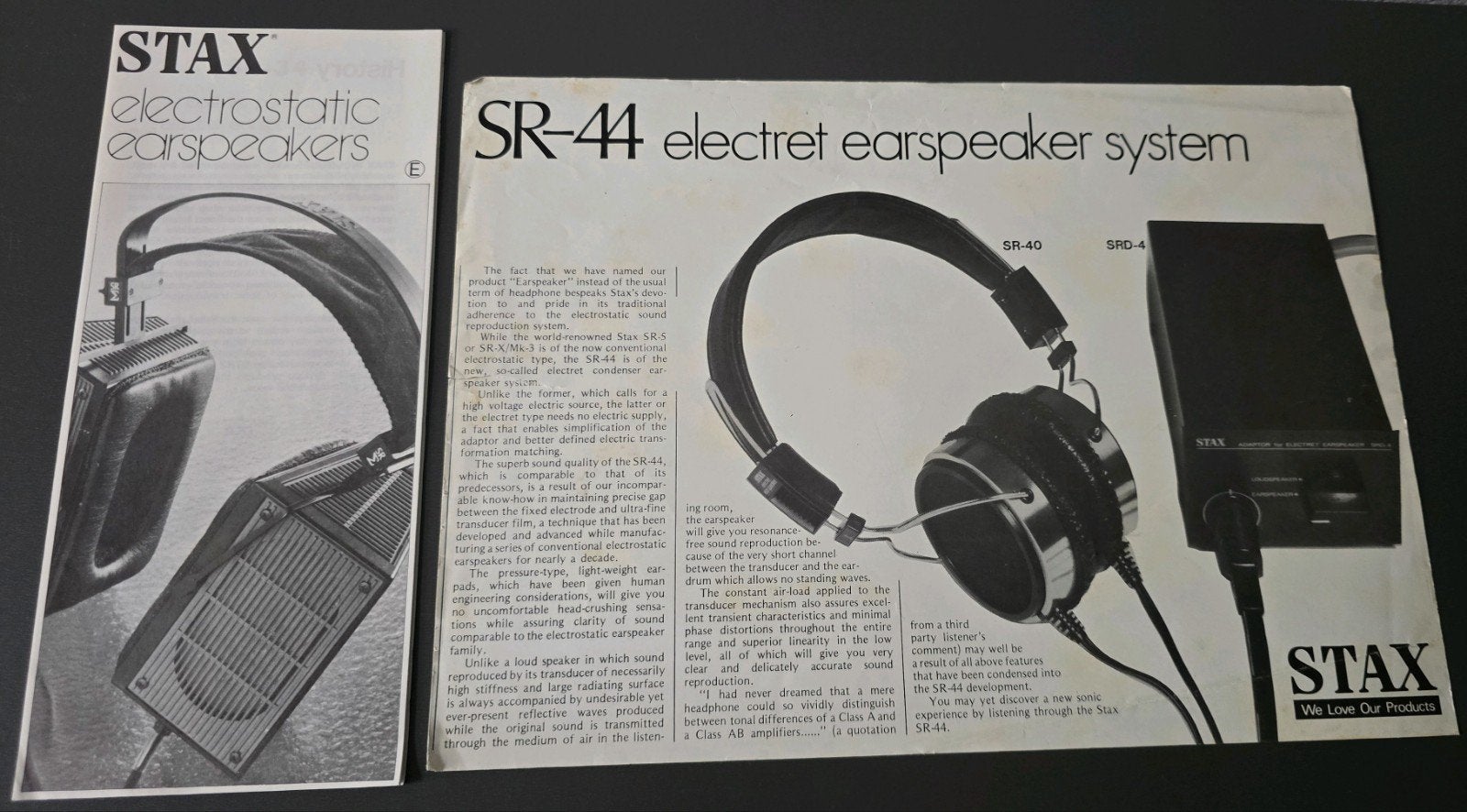 Vintage brochure STAX earspeakers elektrostatic, Audio, Tv en Foto, Ophalen of Verzenden