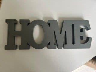 Decoratieve HOME letters - Grijs hout, Ophalen of Verzenden, Zo goed als nieuw, Letters en cijfers, 34 cm