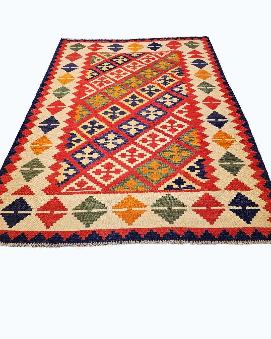 Tribal Kelim Afganistan 250x180 wollen vloerkleed handgeweve