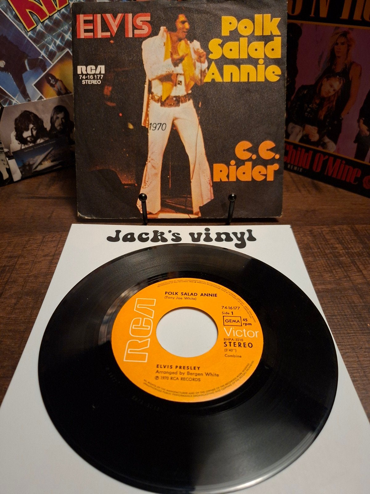 Elvis Presley - Polk Salad Annie / C.C. Rider  1977, Gebruikt, 7 inch, Ophalen of Verzenden, Beschermende buitenhoes