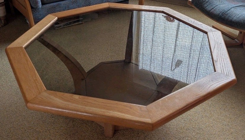 Meubelset: Bank en fauteuils met eiken salontafel -tot 22aug, Ophalen, Gebruikt, Eikenhout, 50 tot 100 cm