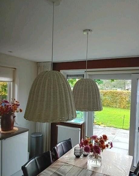 Grote rieten lampen, Ophalen of Verzenden, Zo goed als nieuw, Overige materialen, Minder dan 50 cm