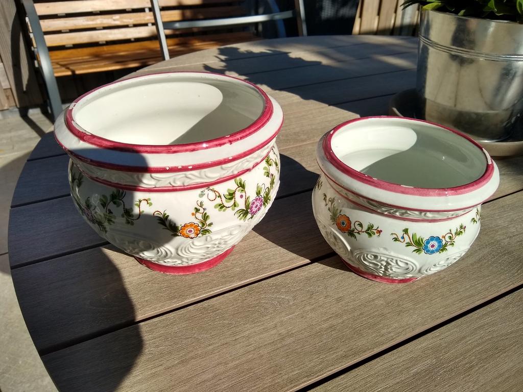 Set authentieke bloempotten, Tuin en Terras, Bloempotten, Rond, Ophalen of Verzenden, Aardewerk, Minder dan 40 cm
