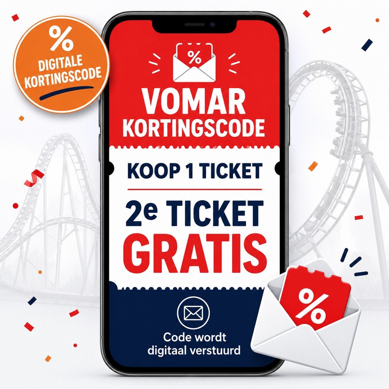Walibi 2e toegangsticket gratis – Vomar kortingscode, Eén persoon, Kortingsbon, Pretpark